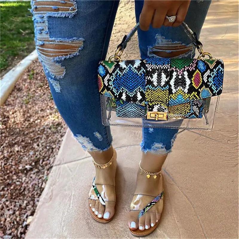 Jelly Snake Print Shoes and Handbag Set - Viva Vista Store