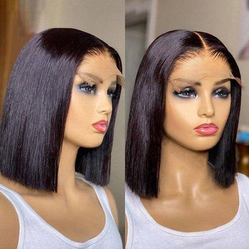 Short Bob Wig Straight Lace Front Human Hair Wigs for Black Women Pre Plucked Transparent Hd Frontal Wig Brazilian Lace Wigs - Viva Vista Store