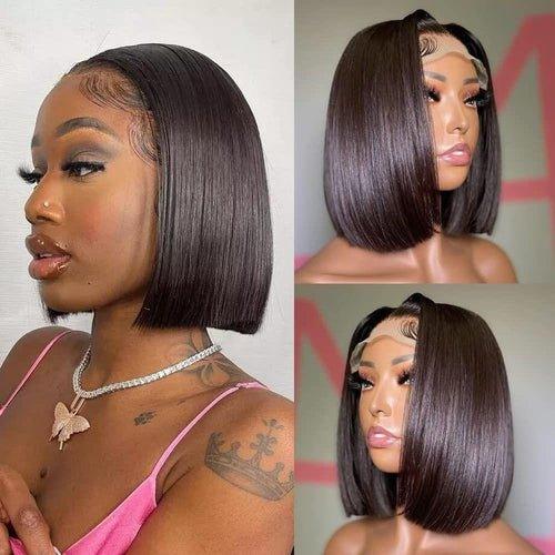 Short Bob Wig Straight Lace Front Human Hair Wigs for Black Women Pre Plucked Transparent Hd Frontal Wig Brazilian Lace Wigs - Viva Vista Store