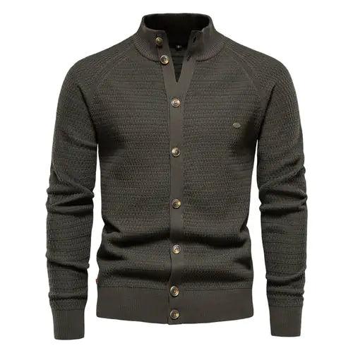 Button Mock Neck Men's Cardigan - Viva Vista Store