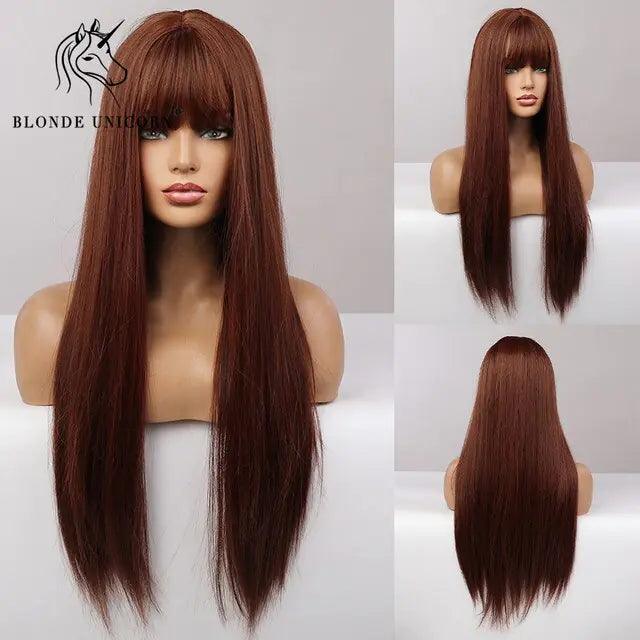 Synthetic Long Brown Wig - Viva Vista Store