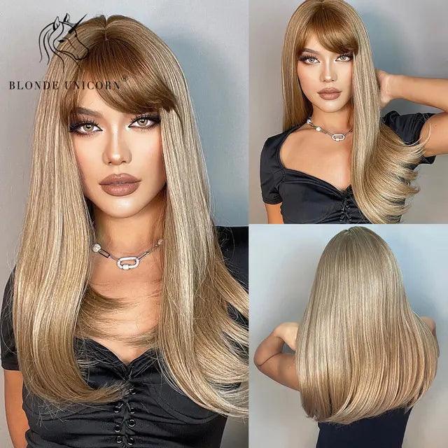 Synthetic Long Brown Wig - Viva Vista Store