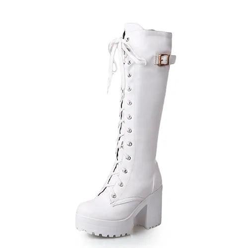 Ladies Knee High Boots Wedge Heel - Viva Vista Store