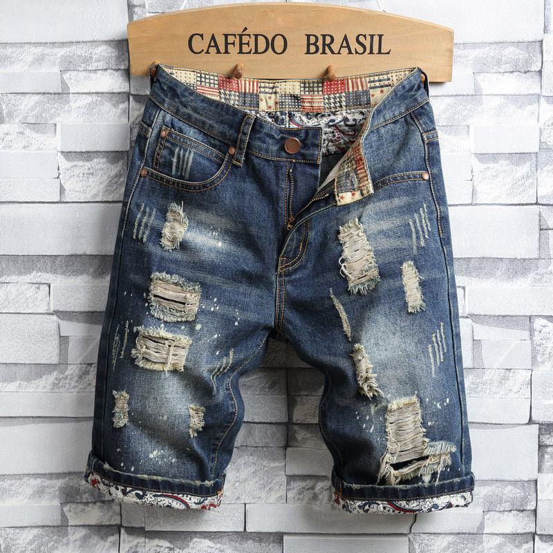 Foreign trade big broken cave, jeans men, old retro short pants, single export men's shorts manufacturers - Viva Vista Store