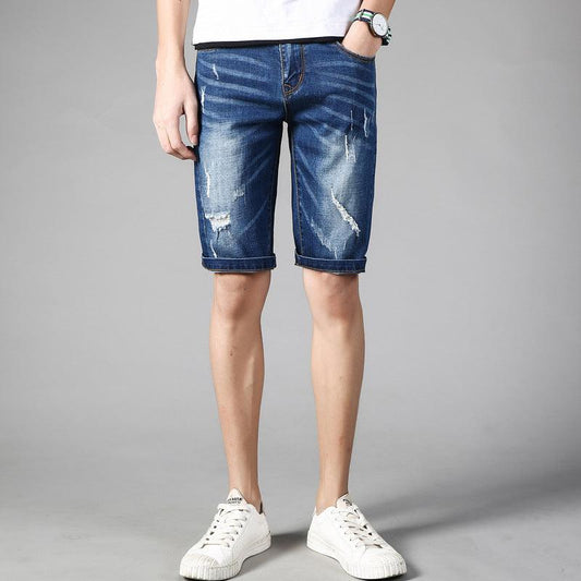 Summer new Hong Kong wind broken jeans men's five pants pants sports casual trend student short pants - Viva Vista Store