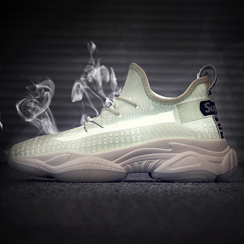 Men's shoes flying weave breathable white shoes coconut trend sports shoes 2021 spring new casual shoes wild old shoes - Viva Vista Store