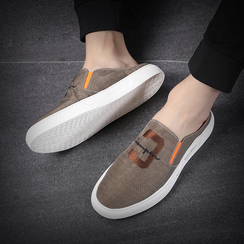 Summer breathable shoes men's Korean version of the comfortable trend shoes, one foot, slippers, La Fu shoes, no semi-support men's shoes - Viva Vista Store