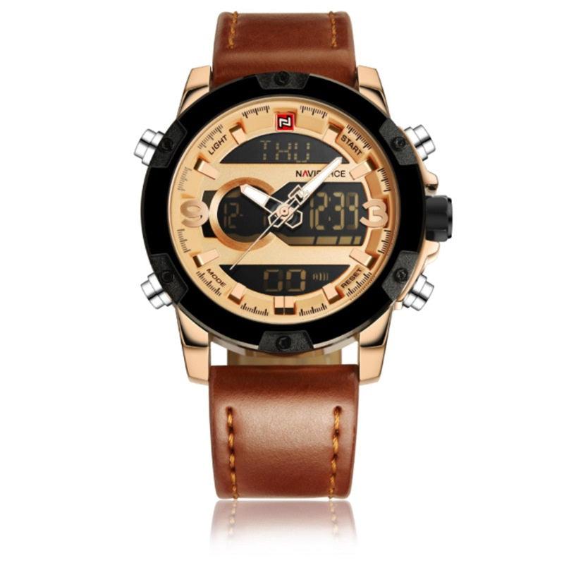 Men Sport Watches Men's Leather Digital Army Military Watch - Viva Vista Store