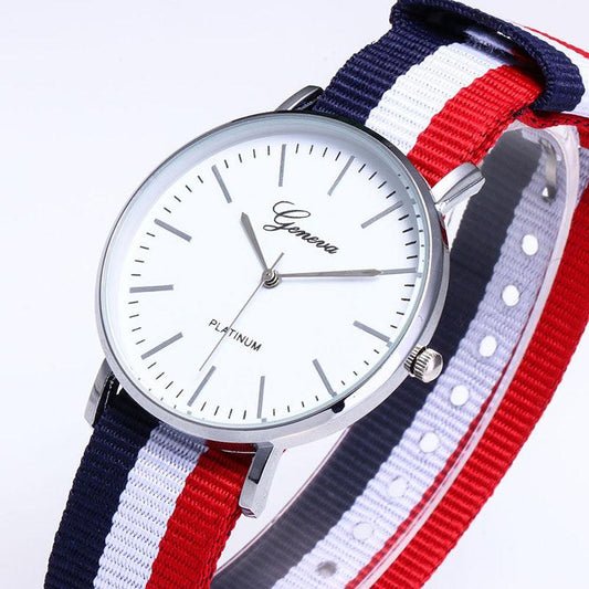 Factory direct leisure ultra-thin ladies nylon table with watches couple male student weaving Geneva canvas watch - Viva Vista Store