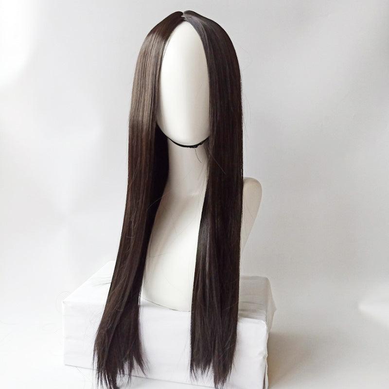 Cross-border new foreign trade wig ladies in black branch, straight hair cultivation, European and American high temperature wire, wholesale - Viva Vista Store