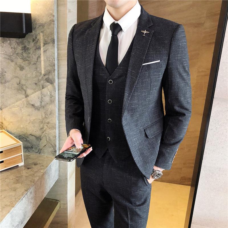 New men's suit professional suit Korean version of the slim dress business suits groom dress three-piece suit - Viva Vista Store