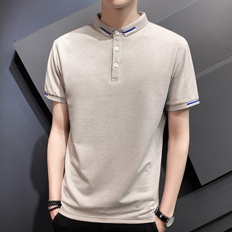 New polo shirt men's short-sleeved casual men's solid color lapel advertising shirt youth sleeve clothes - Viva Vista Store