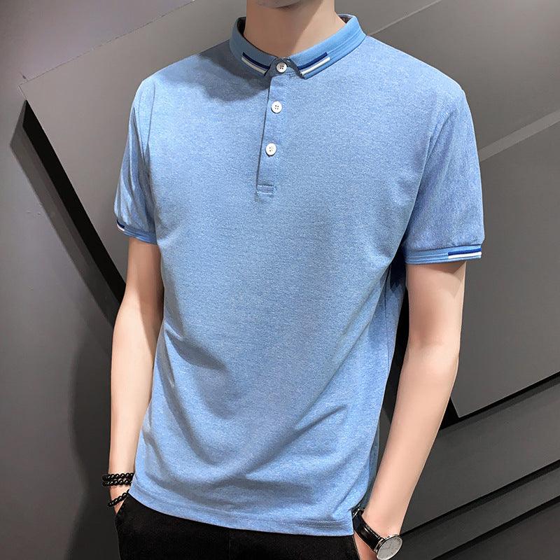 New polo shirt men's short-sleeved casual men's solid color lapel advertising shirt youth sleeve clothes - Viva Vista Store