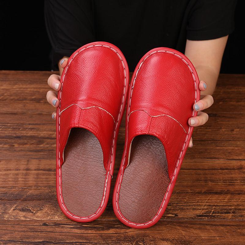 Leather slippers four seasons Baotou tendon bottom men and women indoor spring, autumn floor drag wholesale - Viva Vista Store