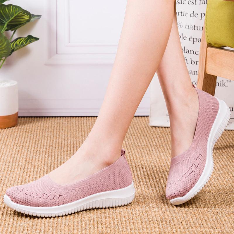 Beijing cloth shoes women's foreign trade flat-bottomed flying woven shoes women's spring and autumn one-foot shoes for middle-aged and elderly mothers - Viva Vista Store