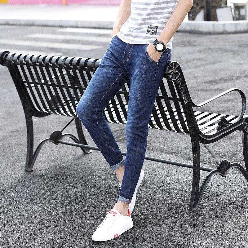 Men's trend men's stretch men's jeans small foot casual pants men's trousers trousers - Viva Vista Store