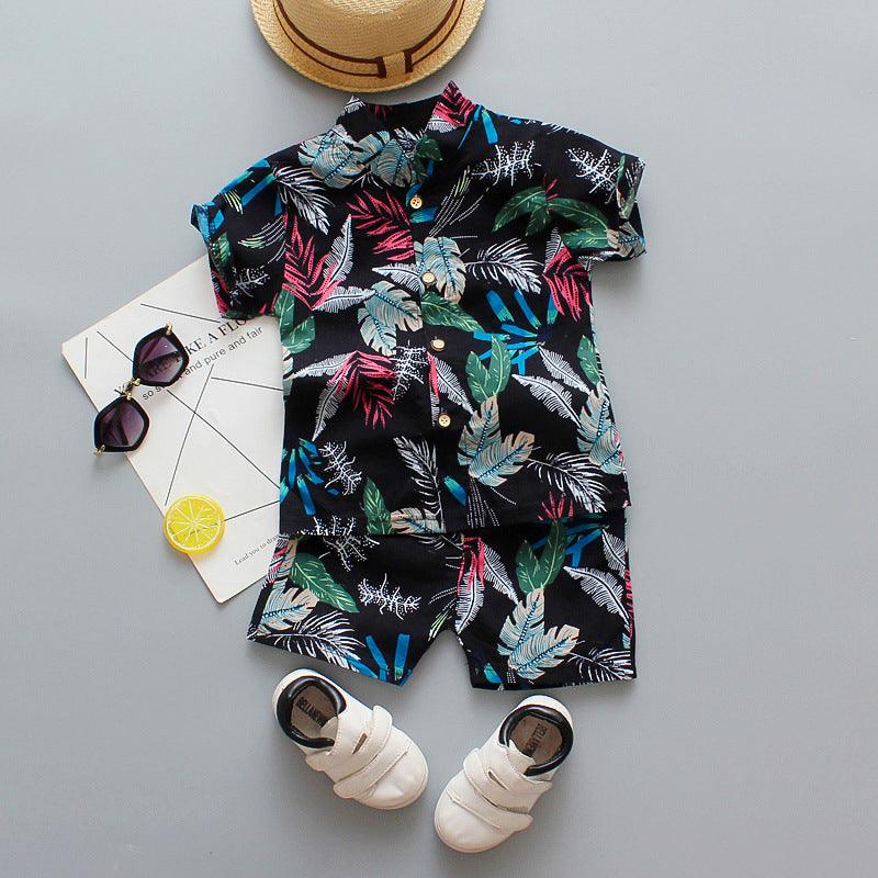 Children's clothing boys summer 1-2-4-5 years old girl short-sleeved shirt shorts set beach two-piece set - Viva Vista Store