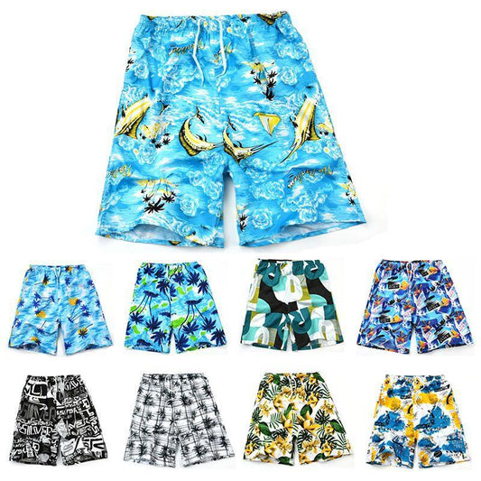 Cross-border new color beach pants quick-drying printed shorts men's casual sports five-point pants loose large size pants - Viva Vista Store