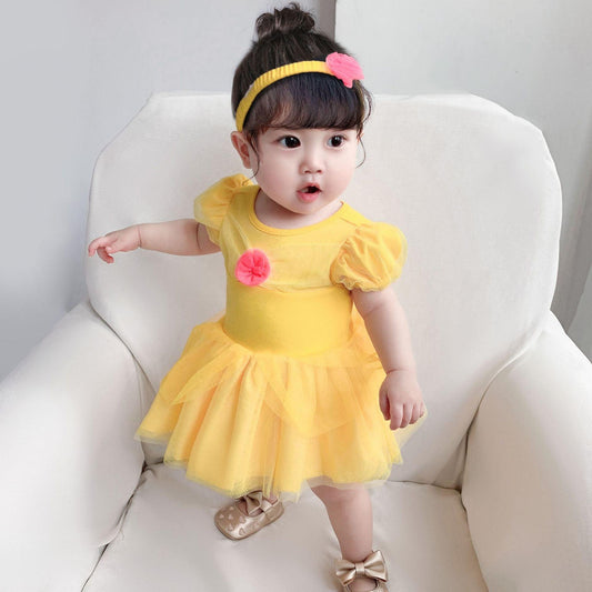 Foreign trade baby and children's clothing new baby short-sleeved crawling clothing Belle Snow White dress romper dress up a generation - Viva Vista Store