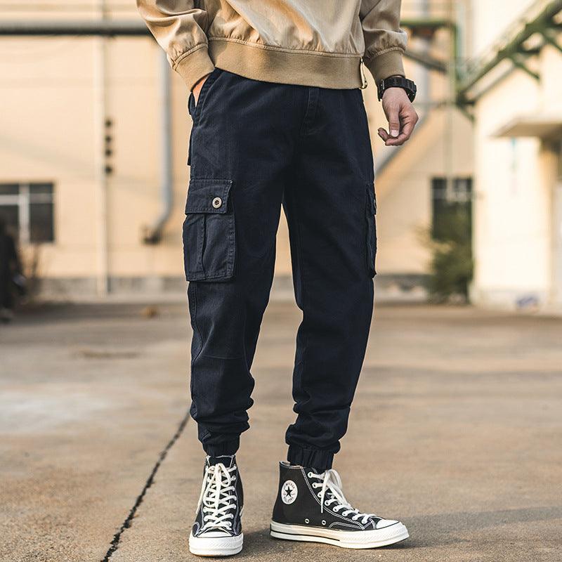 Summer cargo tooling pants men's tidal brand loose stroll trousers casual trousers Korean version of the trend nine pants men - Viva Vista Store