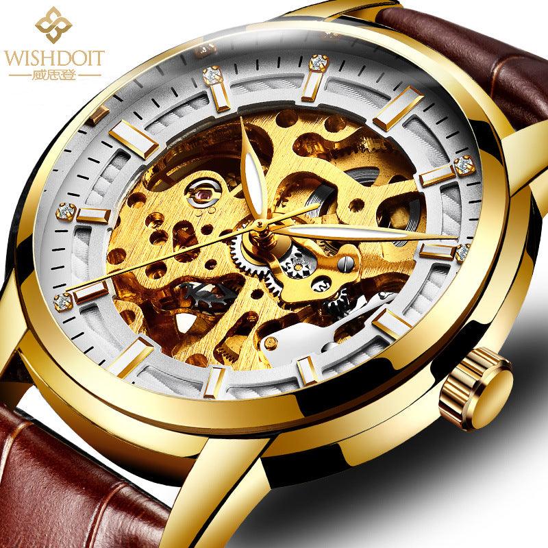 WATCH Swiss nightlight fashion automatic double hollow mechanical watch foreign trade men's new steel strip watches - Viva Vista Store