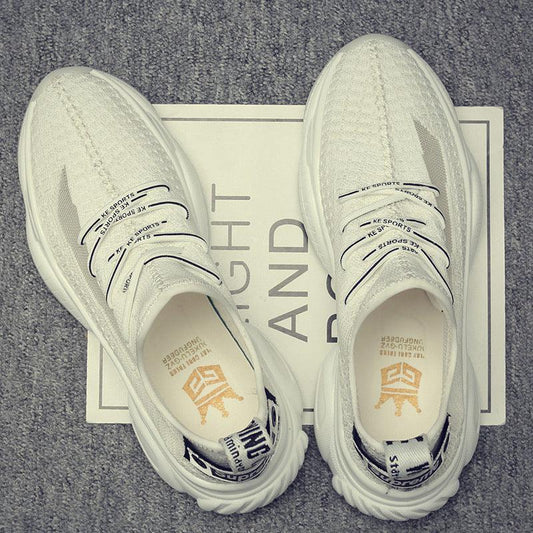 Men's shoes flying weave breathable white shoes coconut trend sports shoes 2021 spring new casual shoes wild old shoes - Viva Vista Store