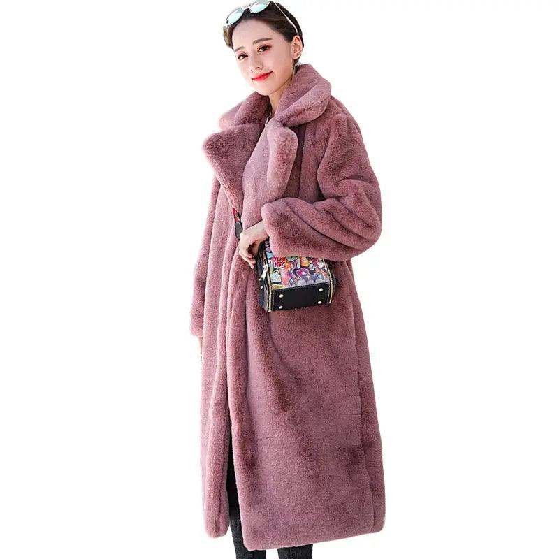 Winter Fashion New High Quality Imitation Velvet Fur Long Coat for Women with Cotton Warm Mink Skin Cashmere Coat - Viva Vista Store