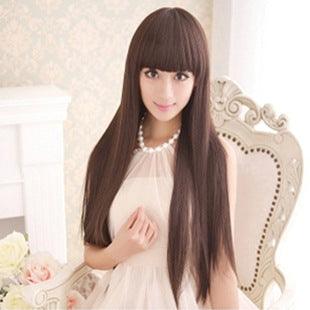 Wanli fake female long straight hair Qi Liu Hai real vacuum high temperature silk dress fake high-end wig manufacturers wholesale - Viva Vista Store