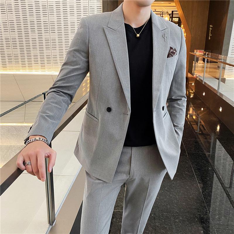 Men's casual small suit two sets of young slim handsome groom wedding suit suit business coat men's clothing - Viva Vista Store