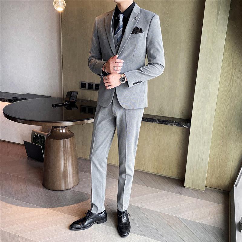 Suit suit men three-piece casual Korean version of the slim business casual small suit jacket wedding banquet dress - Viva Vista Store