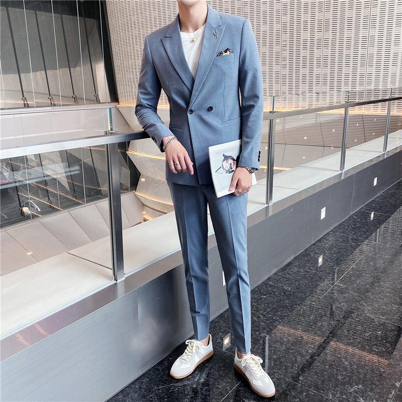 Men's casual small suit two sets of young slim handsome groom wedding suit suit business coat men's clothing - Viva Vista Store