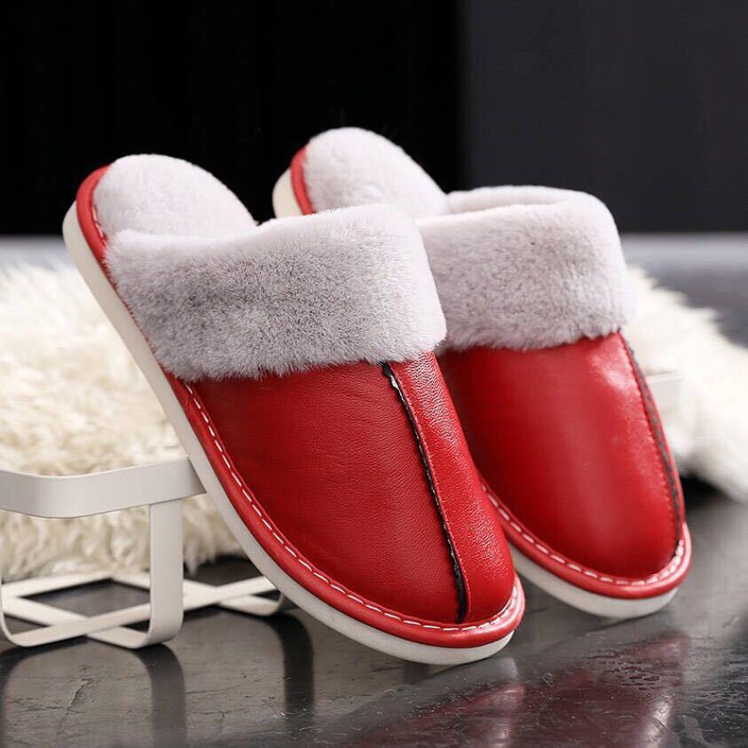 Factory direct autumn and winter anti-slip warm leather slippers home new thick couple of sheep leather slippers - Viva Vista Store