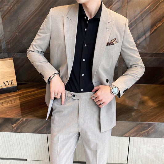 Men's casual small suit two sets of young slim handsome groom wedding suit suit business coat men's clothing - Viva Vista Store