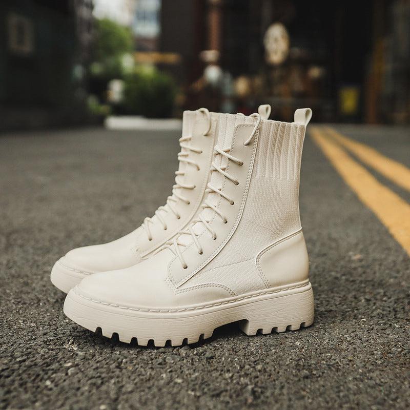 Gomi Ni white Martin boots female thick with thick bottom boots network red 2021 new short tube single boots 5026-1 - Viva Vista Store