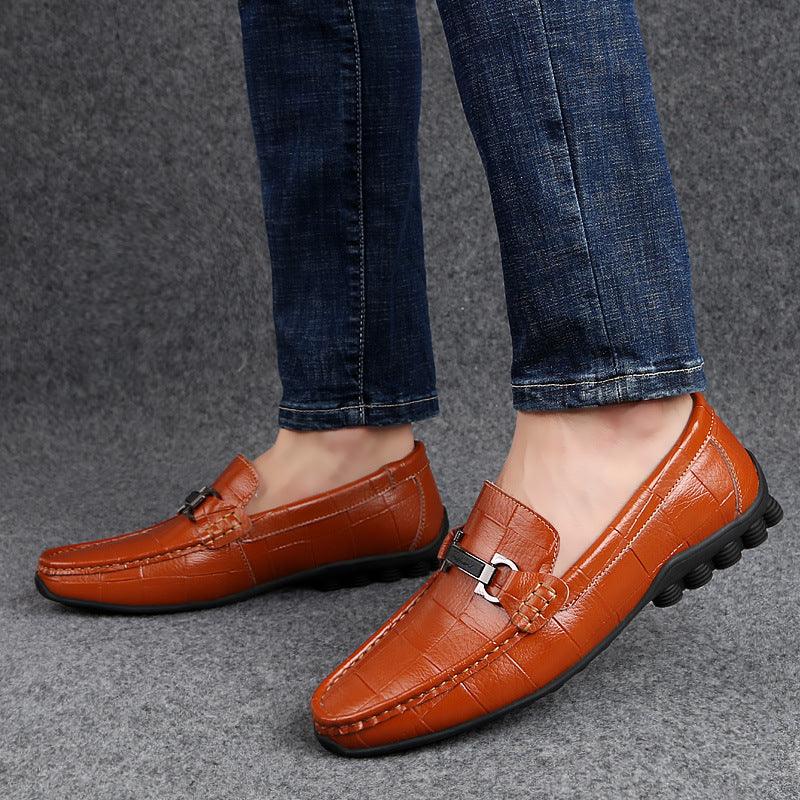 Leather shoes 2021 autumn men's casual shoes Korean business peas shoes men's trend fashion leather men's shoes - Viva Vista Store