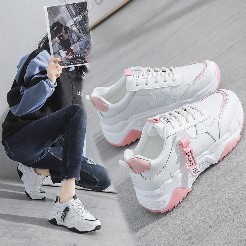 Female fashion wild sports casual women's shoes thick bottom white shoes INS super fire - Viva Vista Store