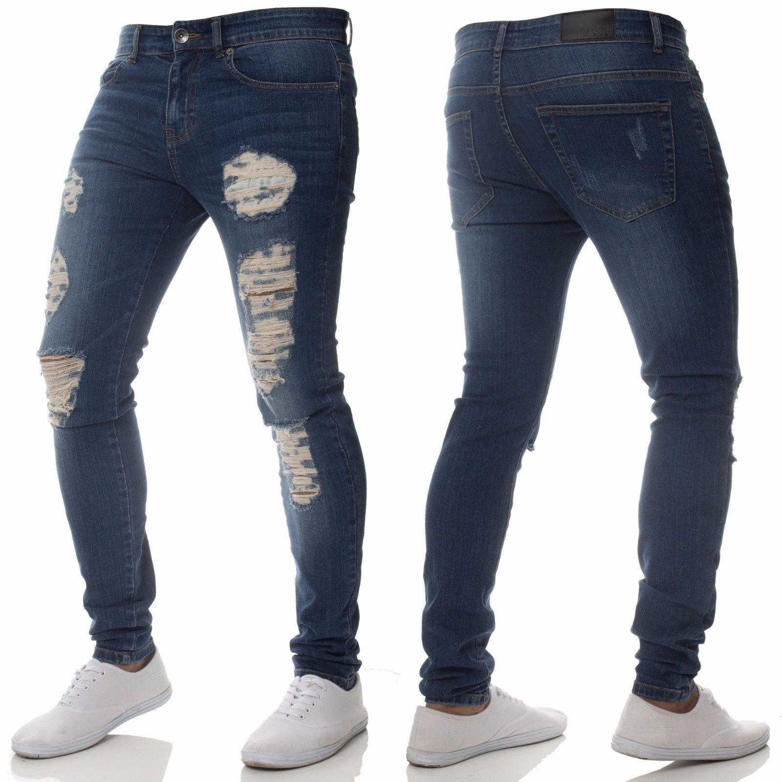 Cross-border foreign trade fashion casual men's jeans personality burst into a small feet jeans handsome hundred trousers - Viva Vista Store