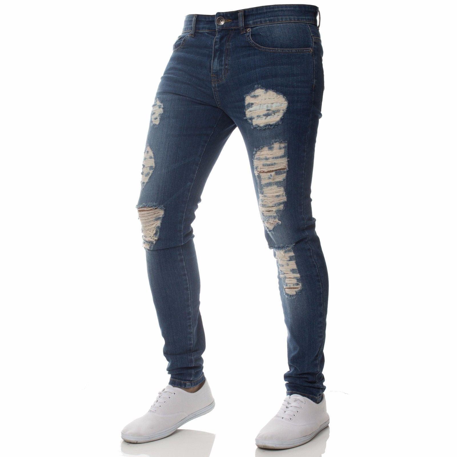 Cross-border foreign trade fashion casual men's jeans personality burst into a small feet jeans handsome hundred trousers - Viva Vista Store