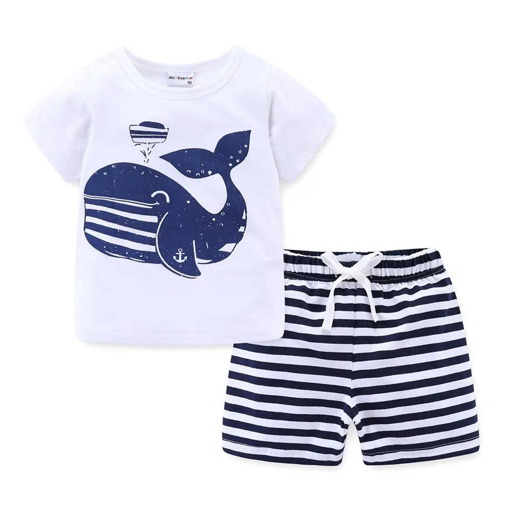 Mudkingdom Summer Toddler Boy Outfits Drawstring Short Set Cute Boys Clothes Set Stripe Kids Clothing Beach Holiday Clothes - Viva Vista Store