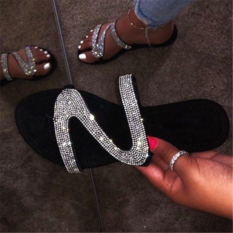 Ladies Flat Bling Glitter Sandals - Viva Vista Store