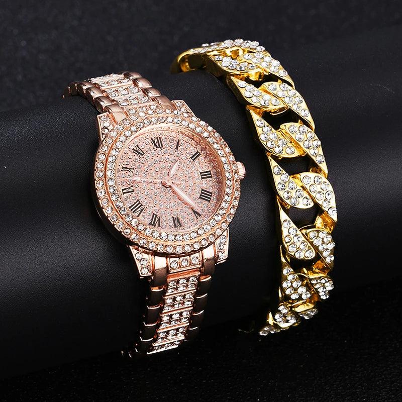 Diamond Women Watches Gold Watch Ladies Wrist Watches Luxury Brand Rhinestone Women's Bracelet Watches Female Relogio Feminino - Viva Vista Store