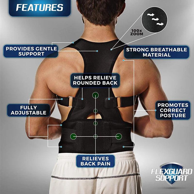 Magnetic therapy posture corrector brace supporter shoulder back support belt menwomen braces and support belt shoulder posture - Viva Vista Store