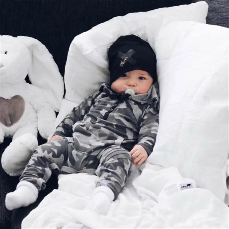 0-24M Baby Newborn Baby Camo Long Sleeve Romper Infant Jumpsuit Boy Hooded Boy Camouflage Romper Boys Outfit Warm Spring Autumn - Viva Vista Store