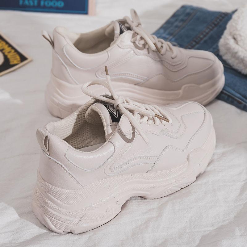 White Women Shoes New Chunky Sneakers For Women Lace-Up White Vulcanize Shoes Casual Fashion Dad Shoes Platform Sneakers Basket - Viva Vista Store