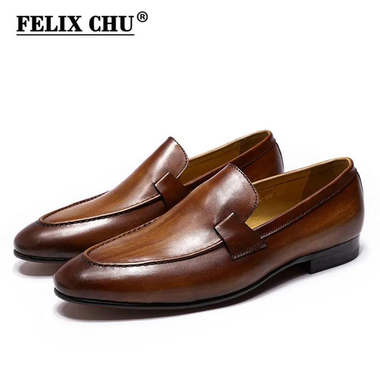 FELIX CHU Designer Fashion Mens Loafers Leather Handmade Black Brown Casual Business Dress Shoes Party Wedding Men's Footwear - Viva Vista Store