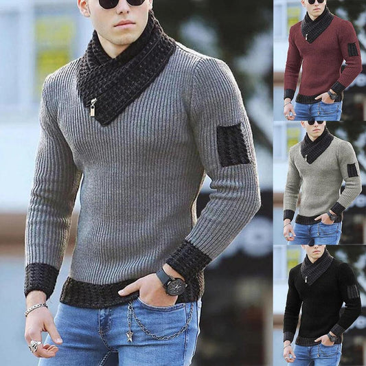 High-quality Knitted Sweater Your Male God New Warm Pullover Winter Color-blocking Trendy Sweater - Viva Vista Store