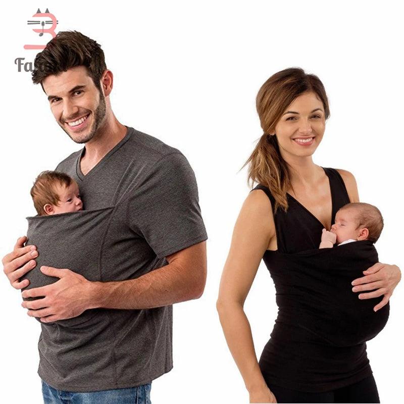 Breastfeeding Clothes Maternity Multifunctional Kangaroo Tank Top Dad T shirt Nursing lactation Feed Clothes For Pregnant Women - Viva Vista Store