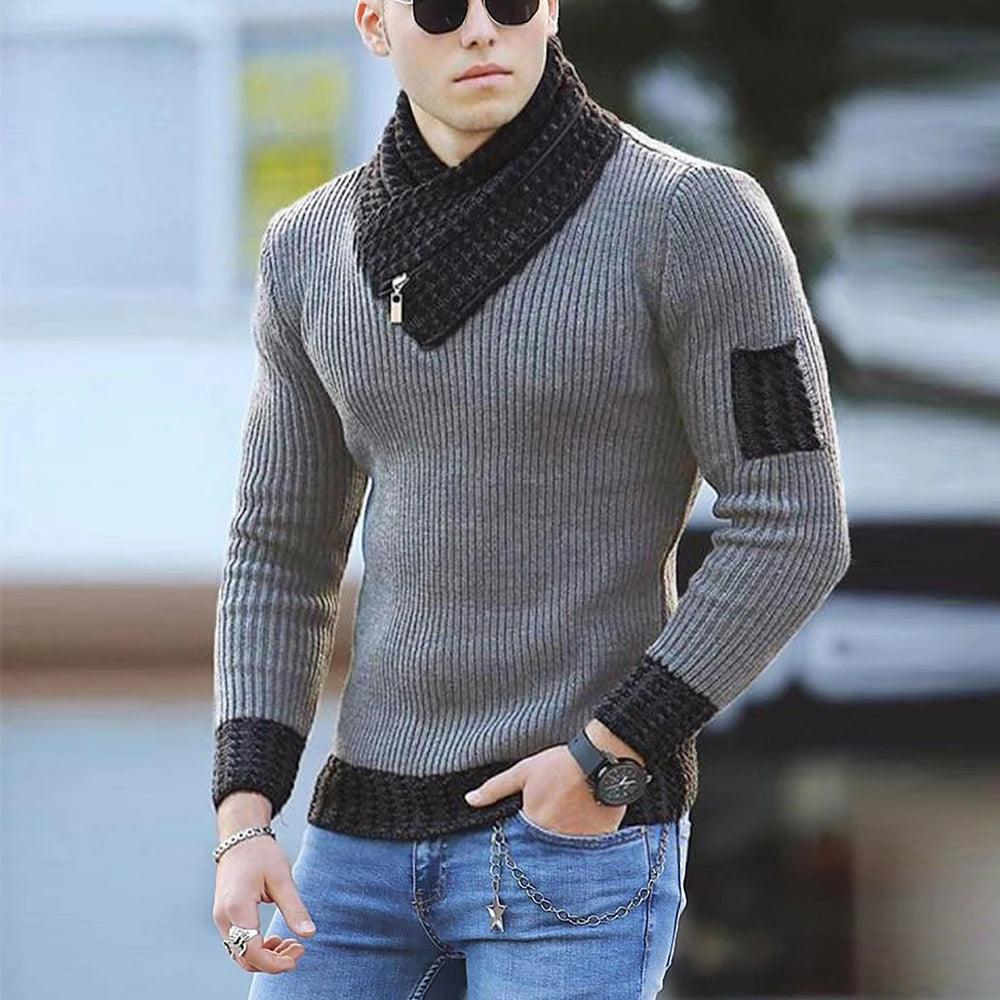 High-quality Knitted Sweater Your Male God New Warm Pullover Winter Color-blocking Trendy Sweater - Viva Vista Store