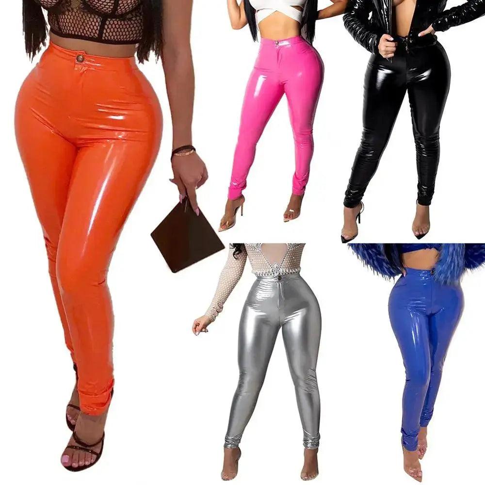 Women Latex Faux Pu Leather Pants Trousers Push Up High Waist Skinny Pants Pencil Fall Winter Solid Color Sexy Pants Female - Viva Vista Store