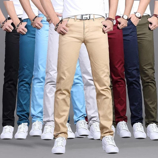 New Casual Pants Men Cotton Slim Fit Chinos Fashion Trousers Male Brand Clothing 8 colors Plus Size 28-38 - Viva Vista Store